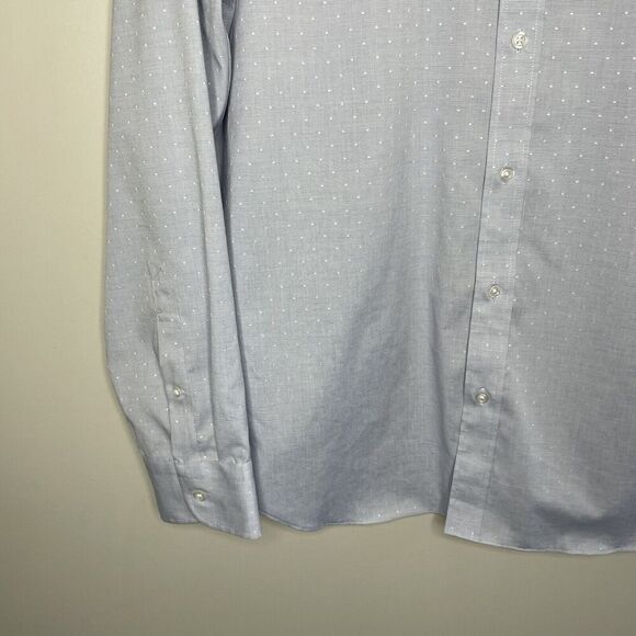 J.CREW Dress Shirt Mens XL Slim Blue Dot Button Up Point Collar BV488 - Picture 4 of 13